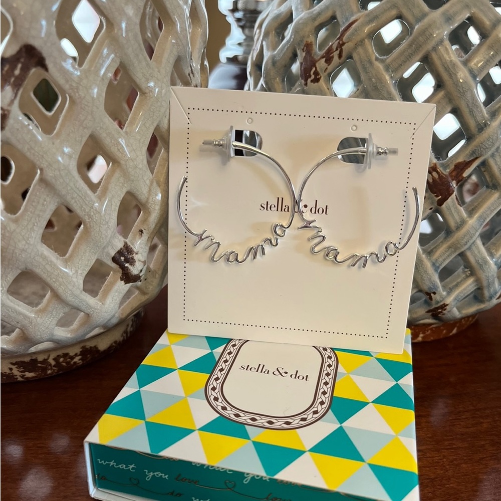 Stella & Dot “Mama” Silver earrings/hoops, NWOT